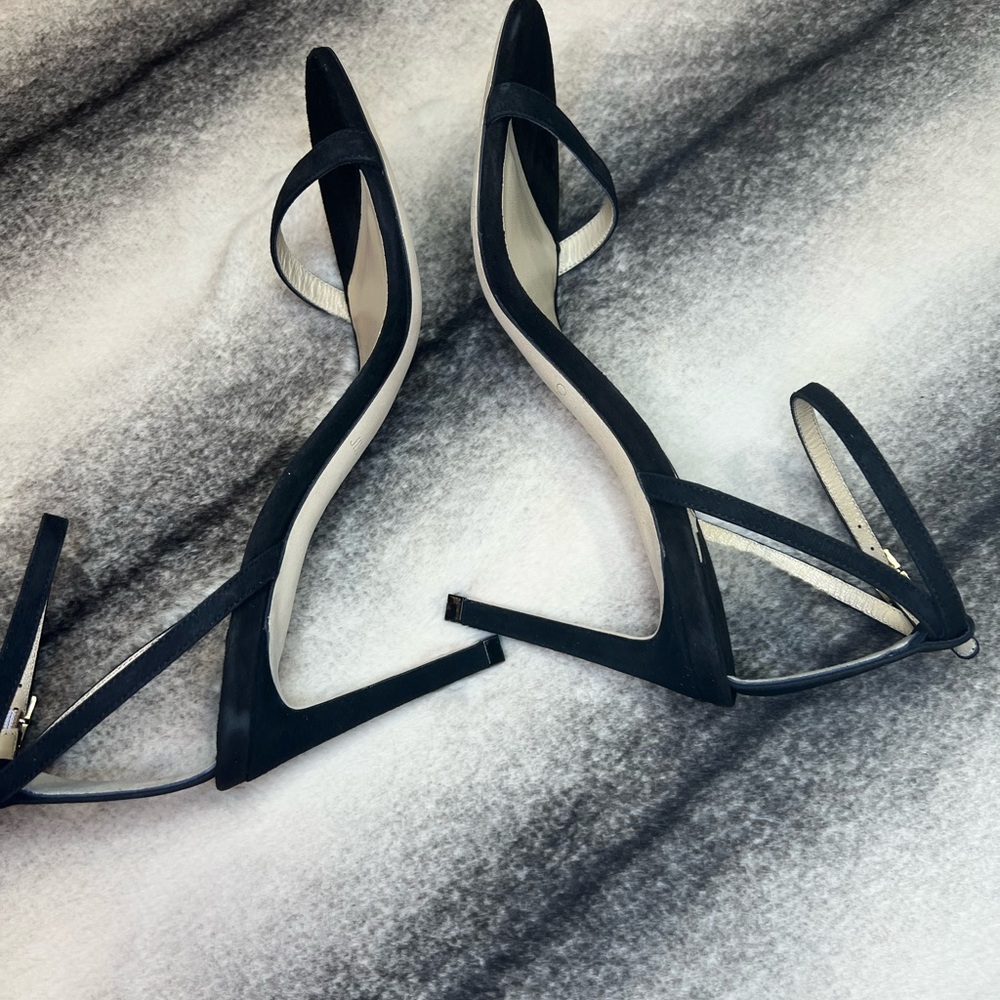 { Jimmy Choo } Minny 85 mm Black Suede Sandals Heels - Picture 7 of 12